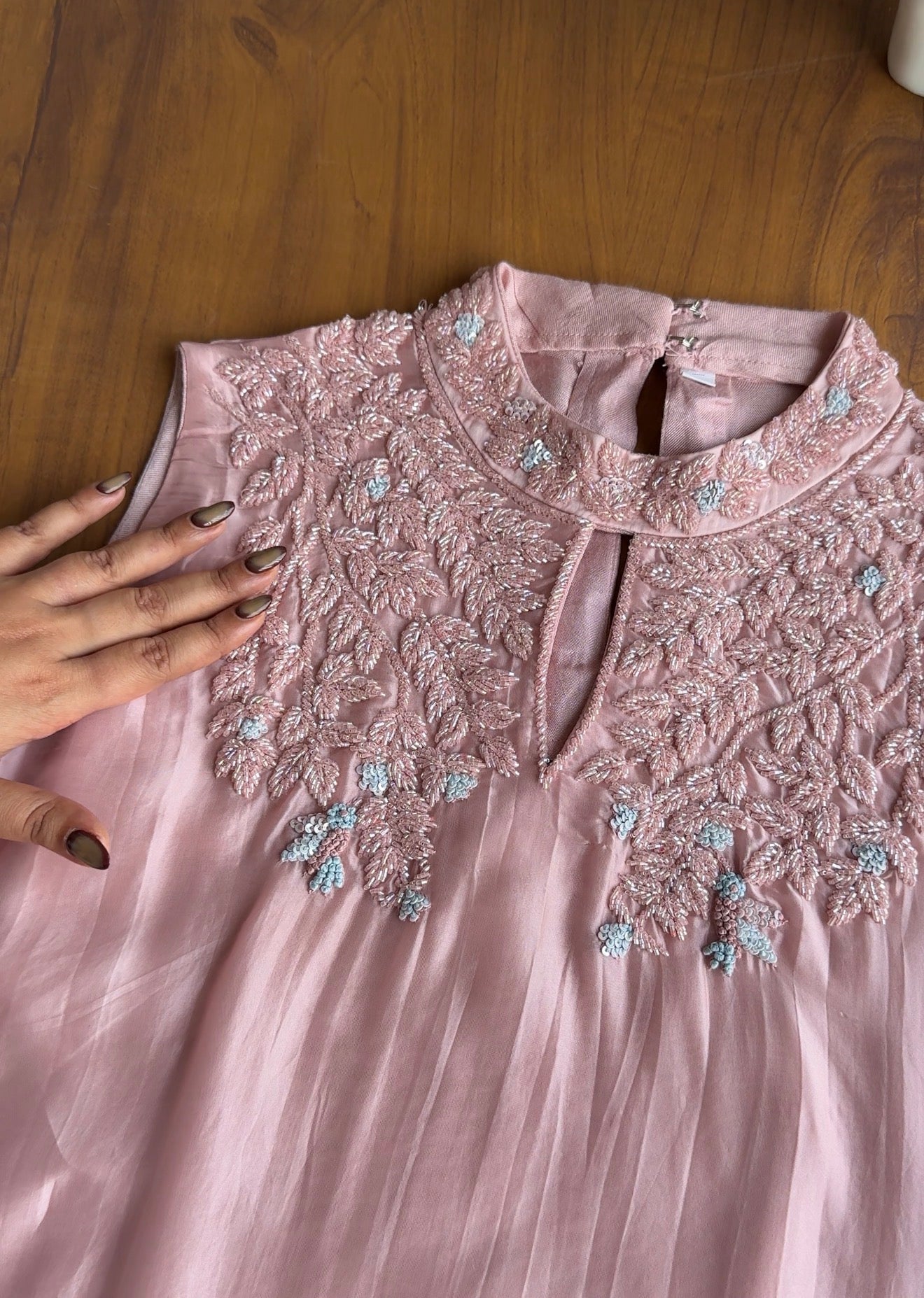 Radhika hand work high neck Coords- Baby Peach