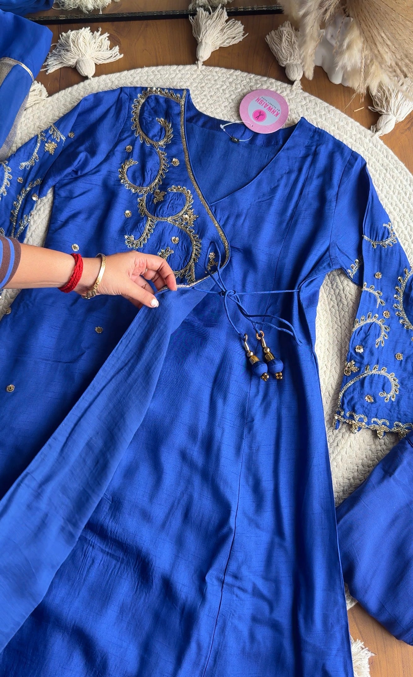 Shagun Angrakha Hand Work Dress- Blue