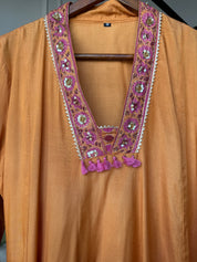 Asifa Patchwork Muslin  Dress- Orange