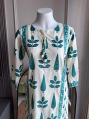 Kimaya Printed Cotton Dress- Green