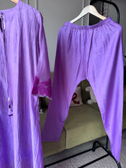 Chahat Embroided Cut Work Dress- Purple