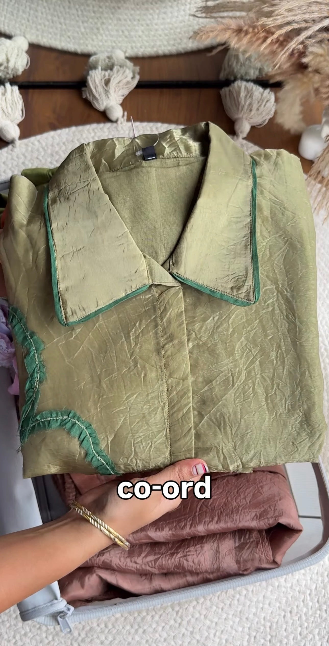 Applique Coord set - Mehndi Green