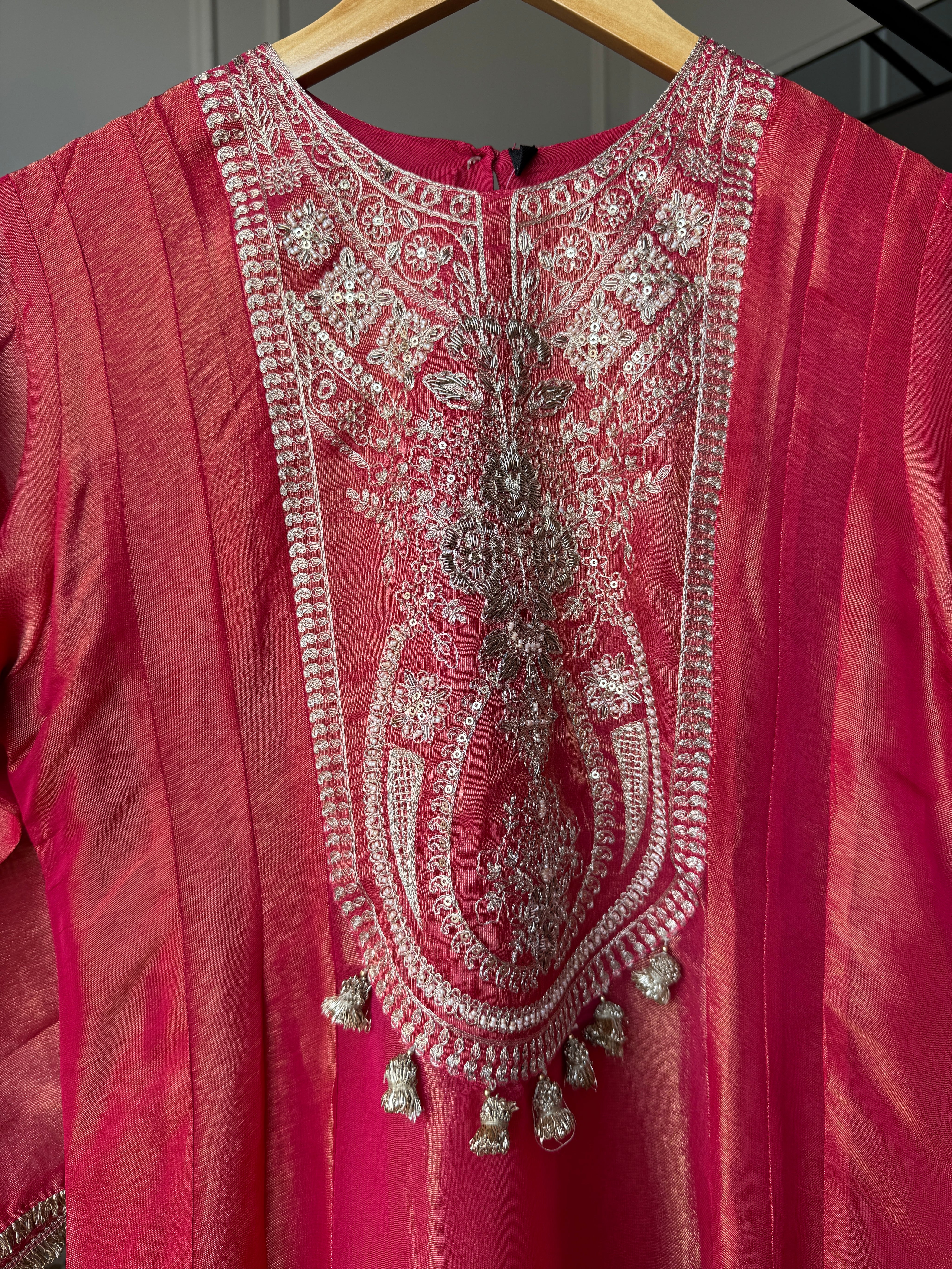 Lisha Tissue Aline Dress- Rust