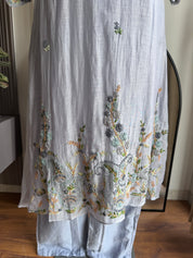 Hrida Katha Work Mul Chanderi Dress- Grey (Make to Order)