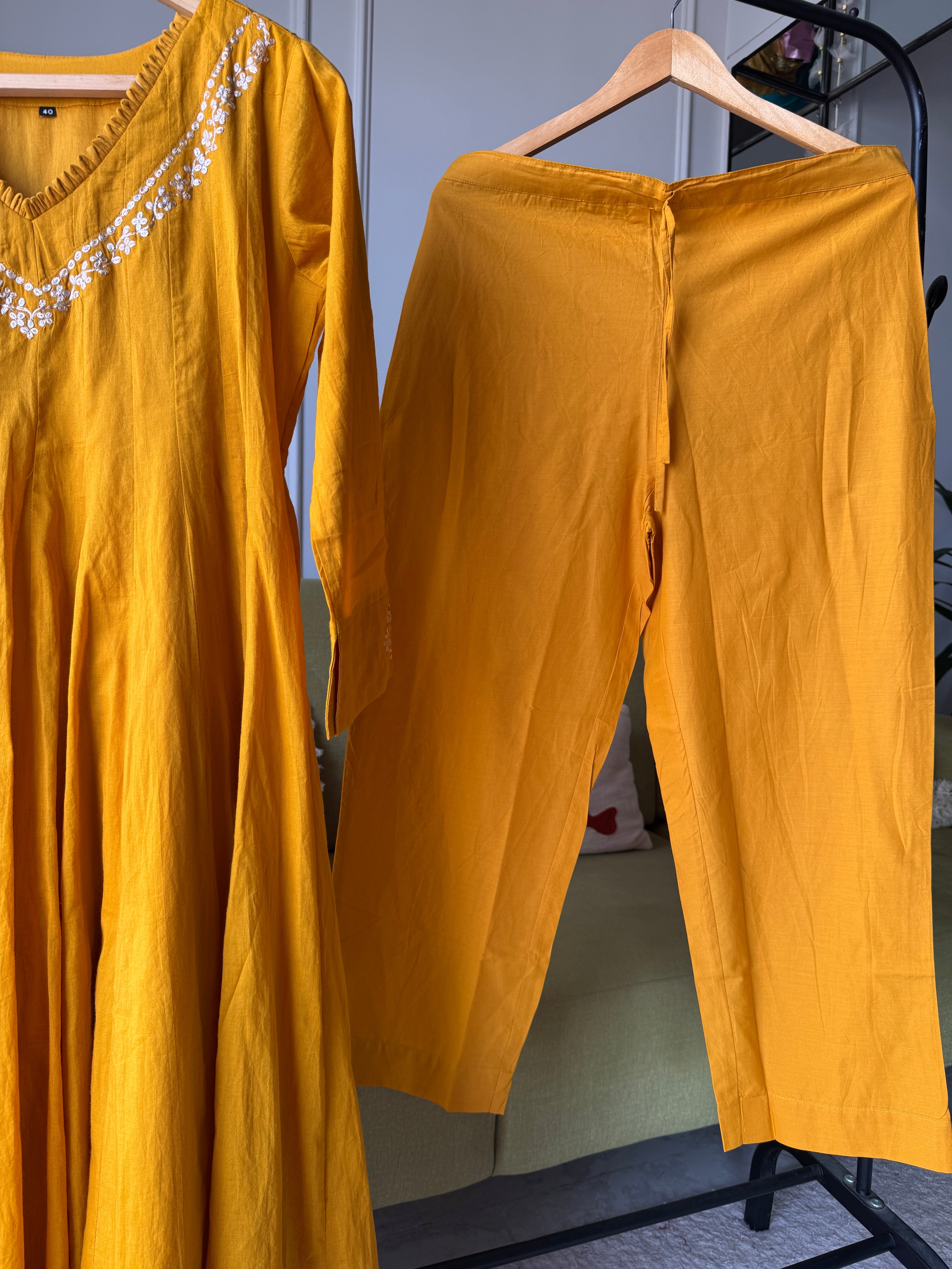 Harshi Mul Cotton Zari Work Dress