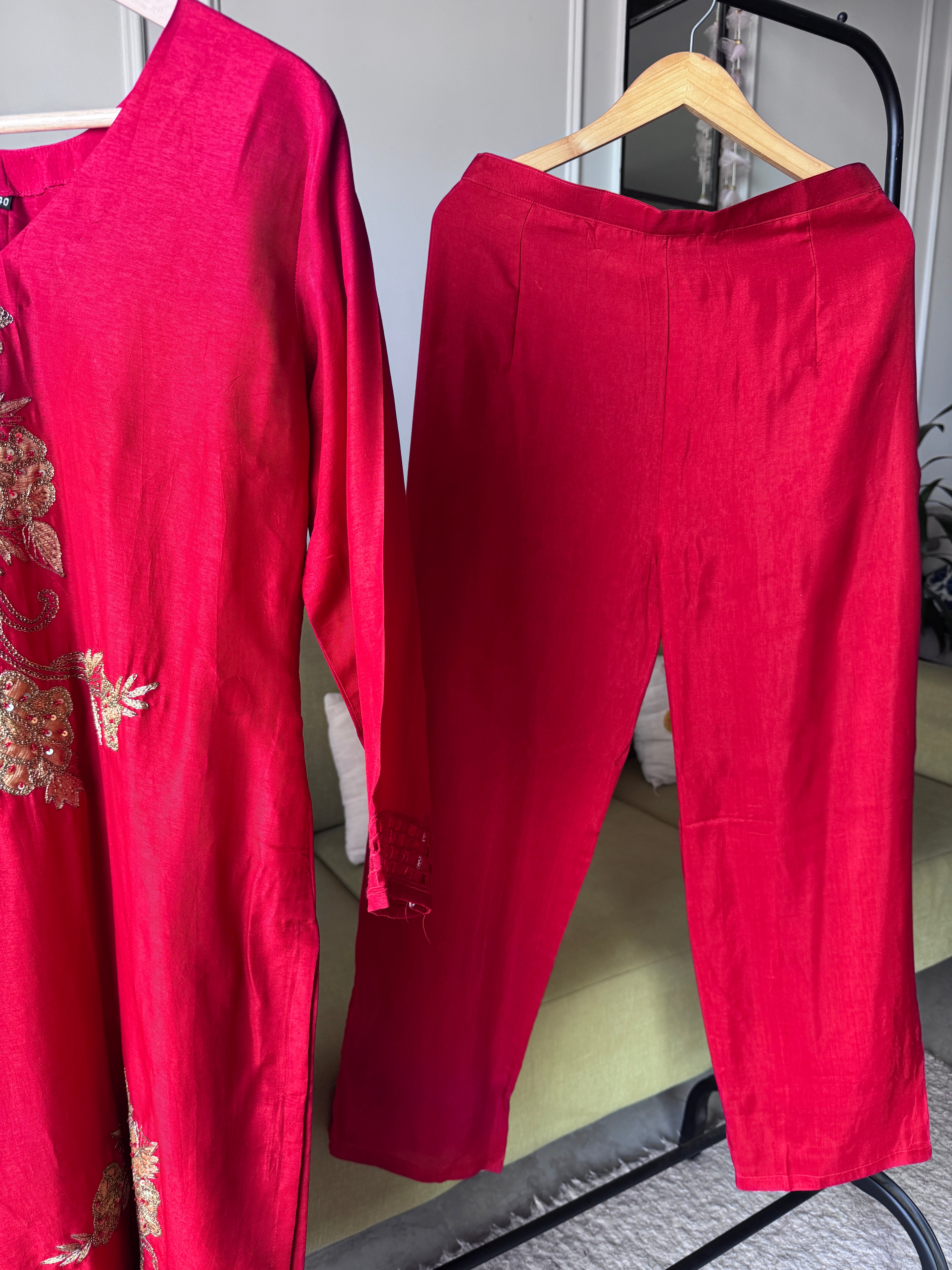 Hetal Handwork Dress- Red