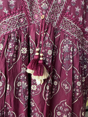 Niyati Cotton Anarkali Dress-Wine