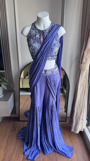 Gita Handwork Drape Saree Set- Lavender
