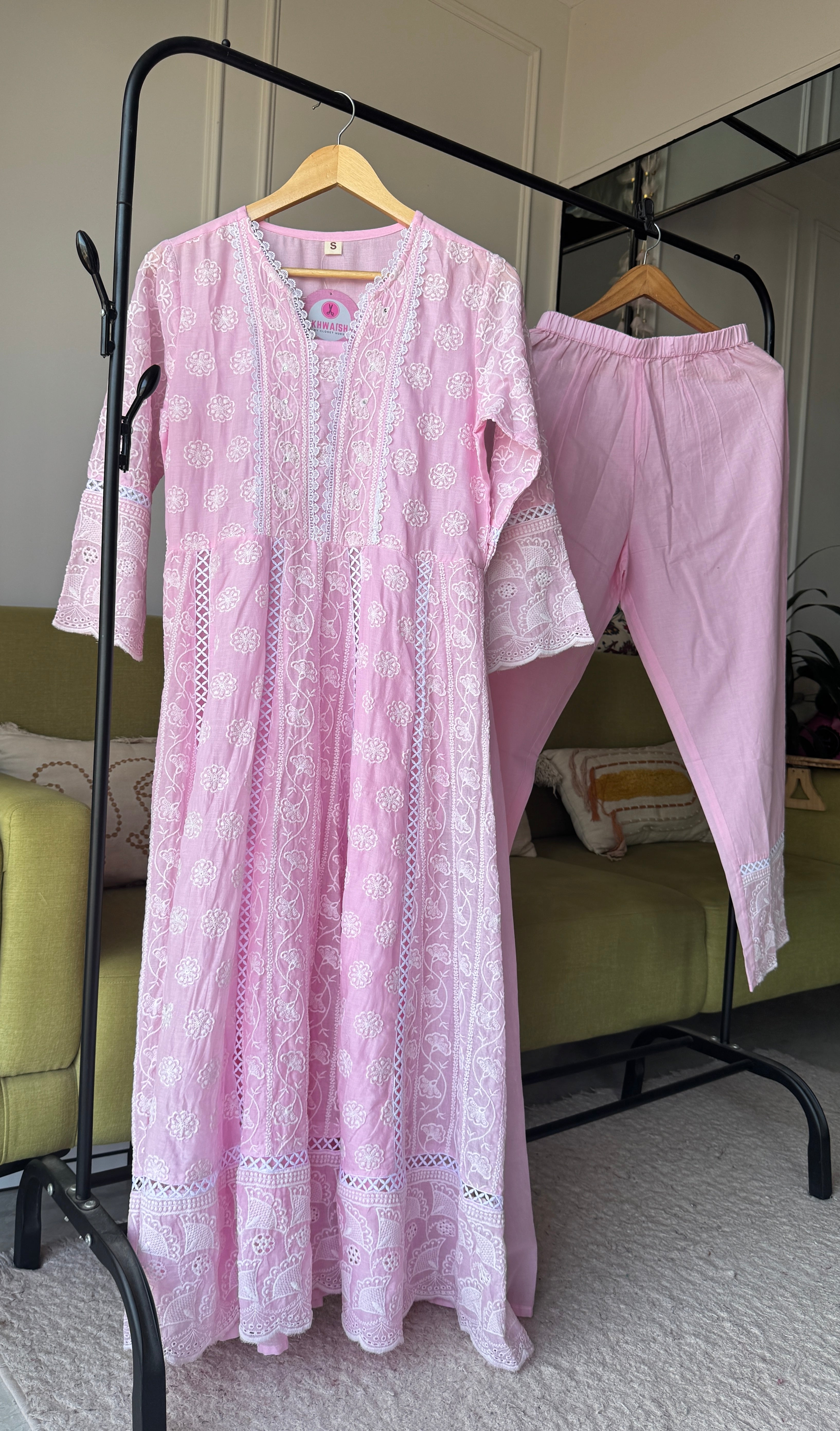 Payal Lakhnawi Anarkali Dress- Baby Pink