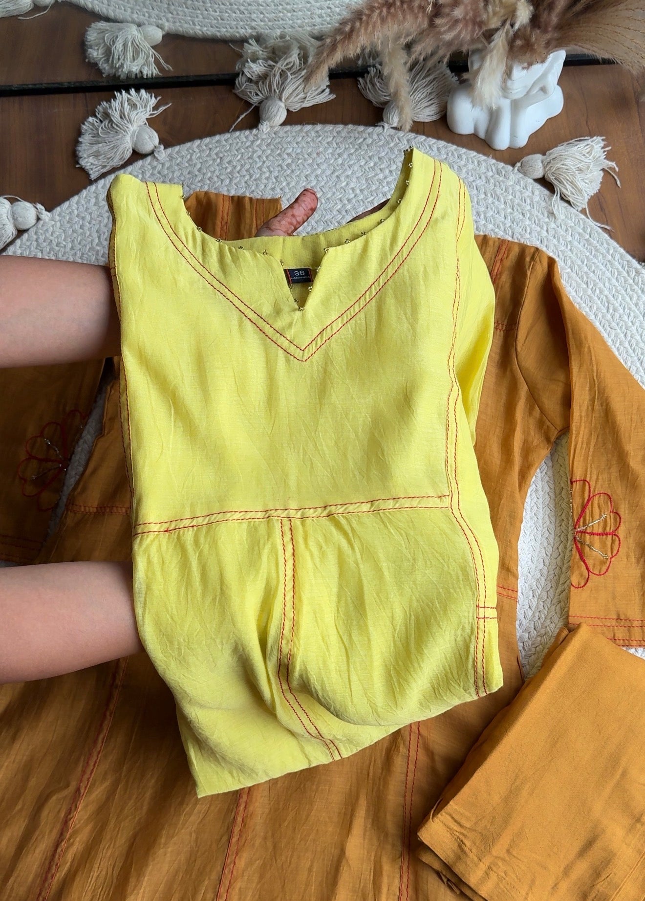 Samiksha Mul Chanderi Dress- Lemon Yellow