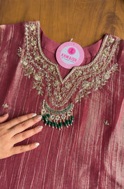 Saumya Green Emerald Hand Work Dress- Pink