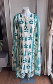 Kimaya Printed Cotton Dress- Green