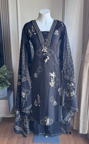 Shriya Printed Cotton Dress- Black