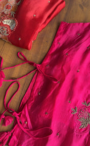 Sanjana Three Piece Indowestern With Super Flare Palazzo Pants- Pink