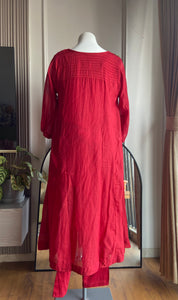 Yukti Handwork Mul Chanderi Dress- Red