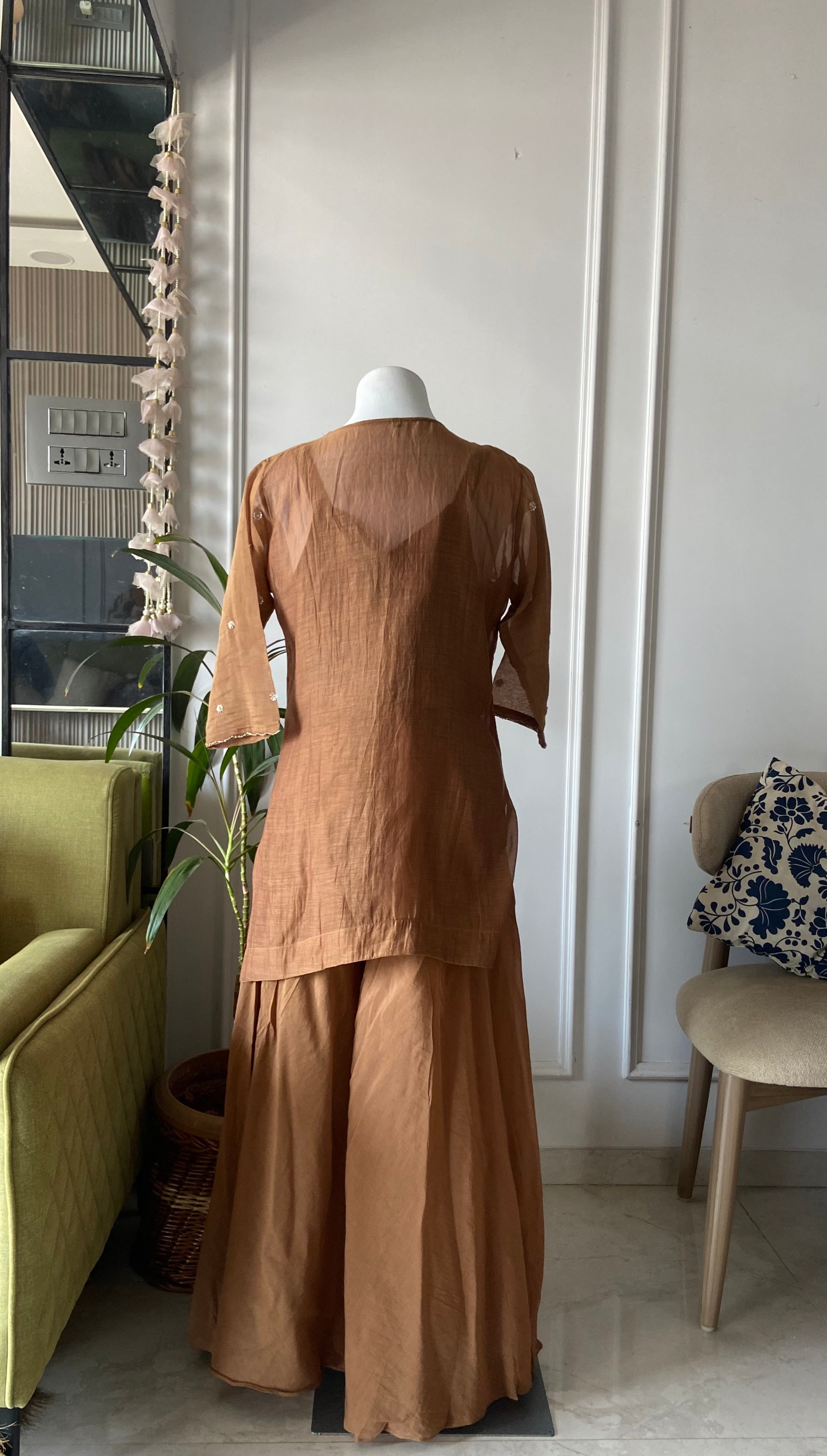 Twinkle buster with short kurta plazo  on dupatta