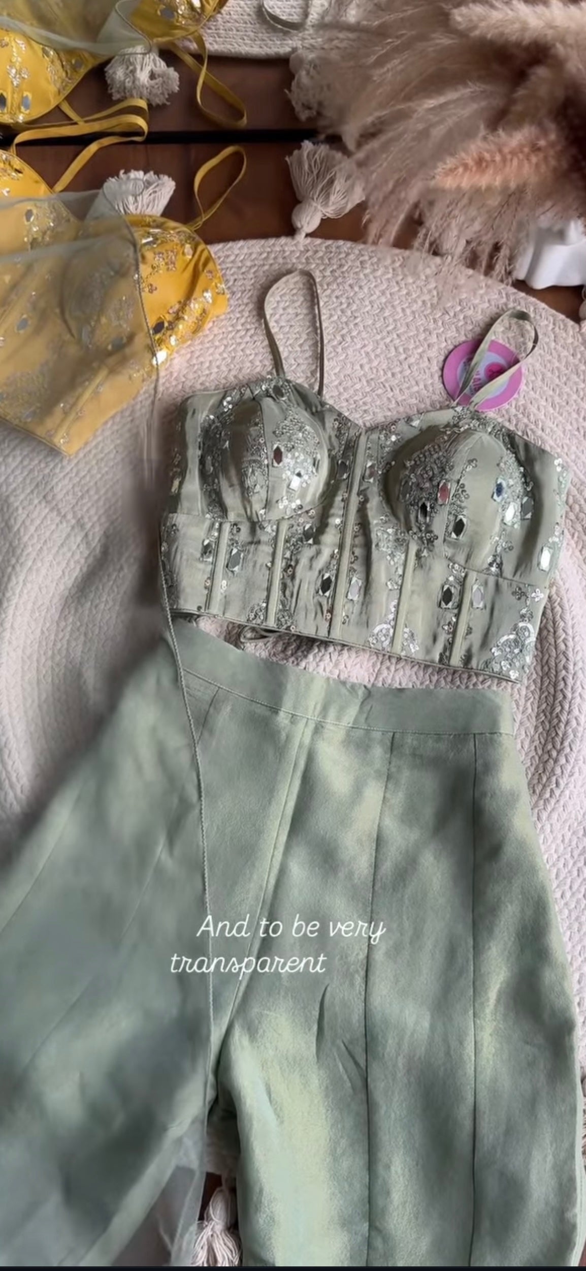 Swara Mirror Work Corset With Fish Cut Plazzo Coord Set