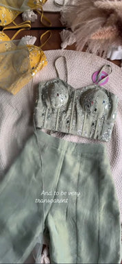 Swara Mirror Work Corset With Fish Cut Plazzo Coord Set