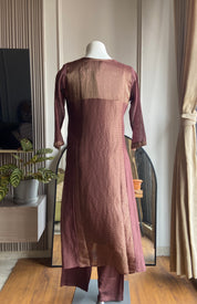 Ravina Tissue and mul Chanderi Aline dress-brown