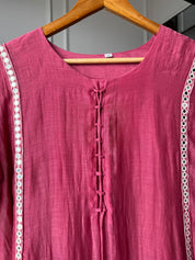 Madhavi Mul Chanderi Cross Cross Neck Handwork Dress