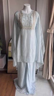 Neha Handwork Short Kurta Dress-Dusty Blue (Make to Order)