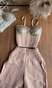 Dazzle Corset Top With Bell Bottoms Pants Full Handwork (Make to Order)