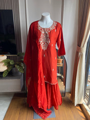 Revati  hand work short kurta with Sharara