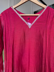 Naina Handwork Mul Chanderi Dress- Maroon