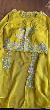 Noor Handwork Padded Blouse With Cowl Skirt And Jacket