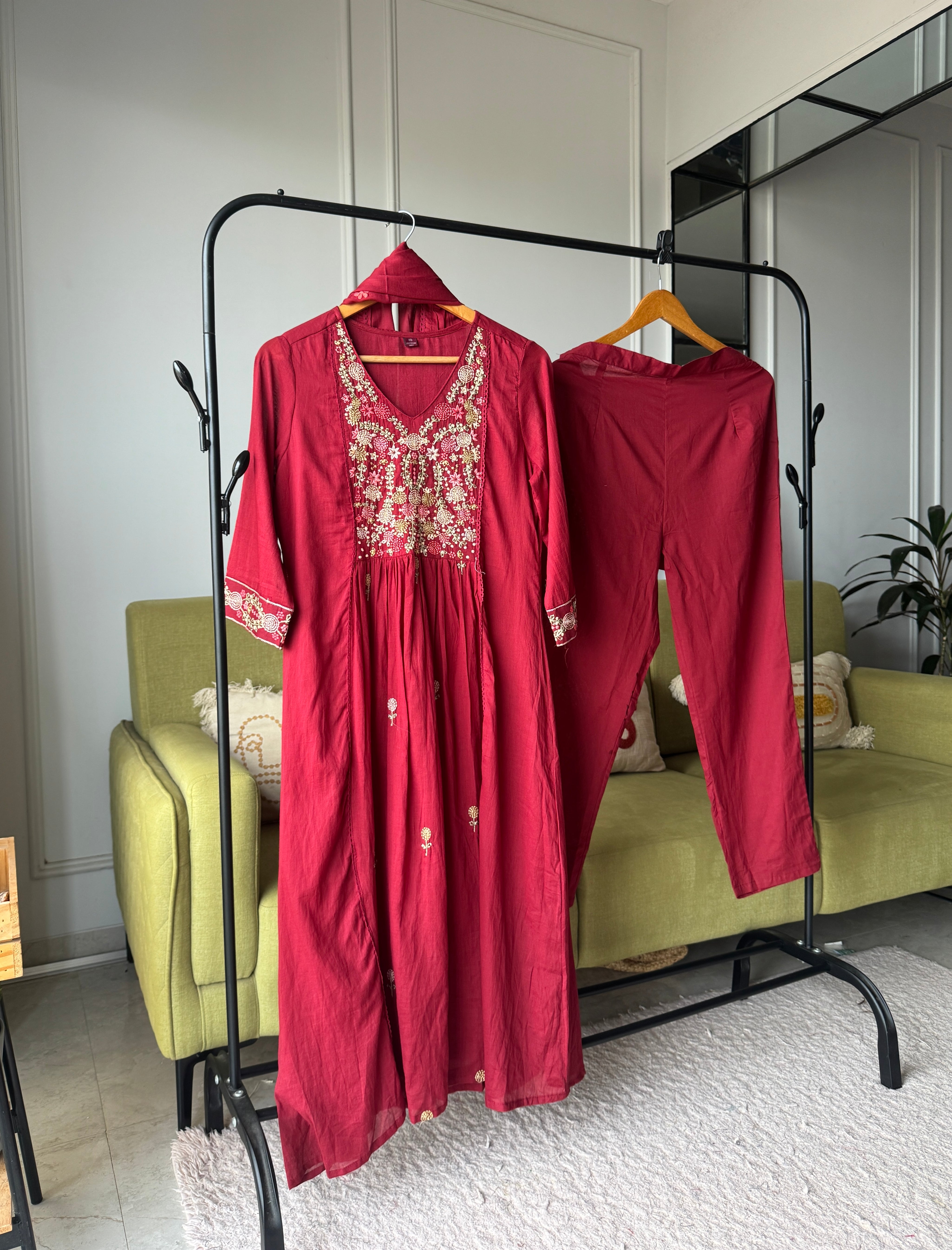Priya Embroided Maroon Dress