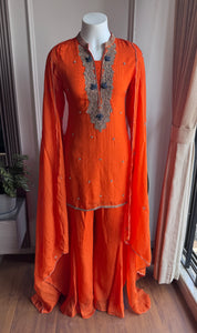 Tina Handwork Dress- Rust