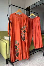 Rani mul chanderi kardana Aline dress with plazzo