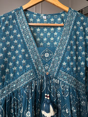 Niyati Cotton Anarkali Dress- Blue