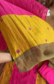Dhwani Multicolour Kali Mul Chanderi Dress-Pink