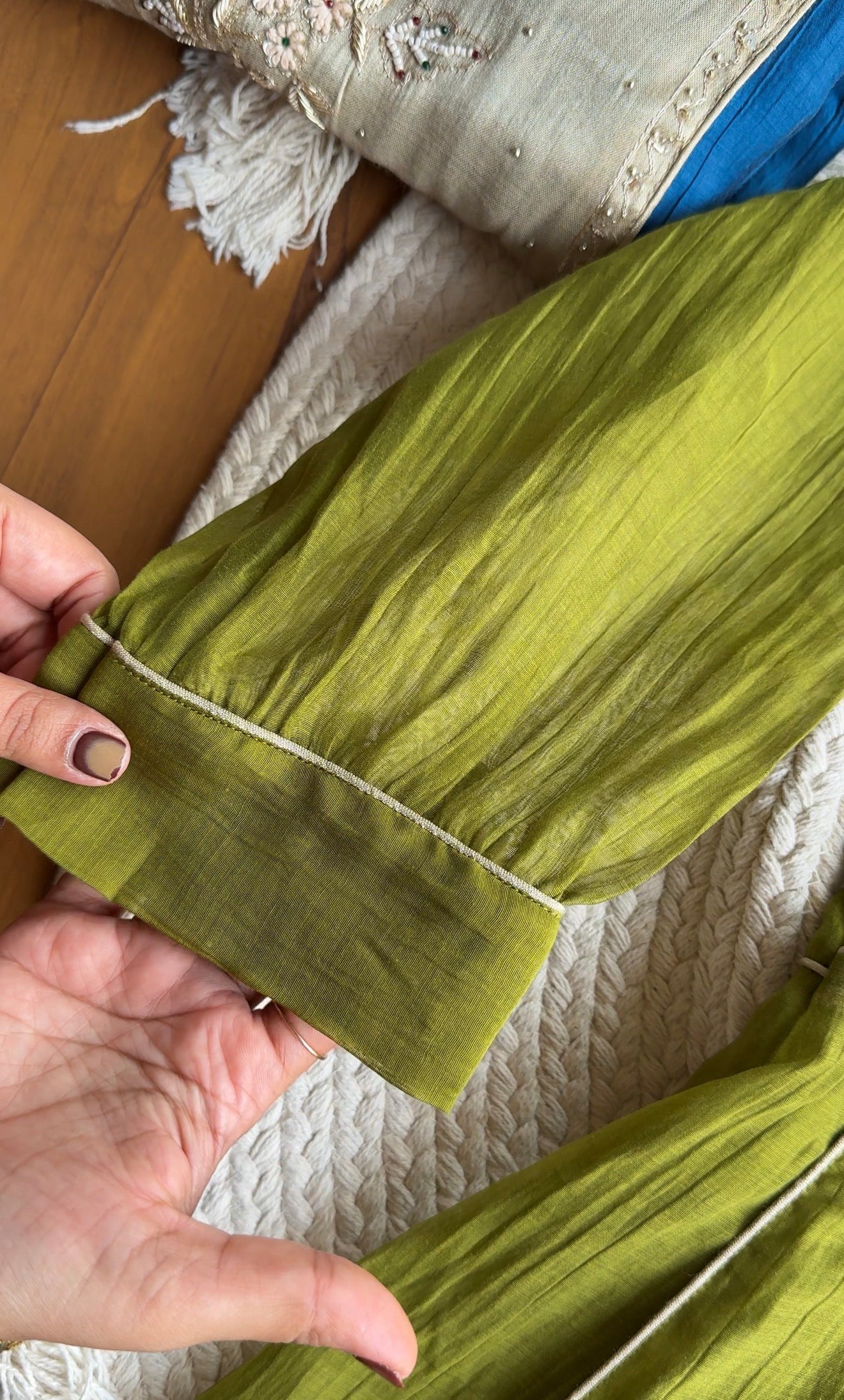 Heer short kurta with plazzo dress - Olive Green