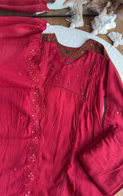 Anjali Kota Doriya Dress-Red