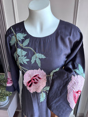 Hema Embroided  Cut Work Dress- Dark Purple