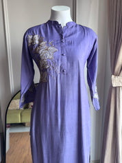 Sampada Applique Patchwork Dress- Lilac