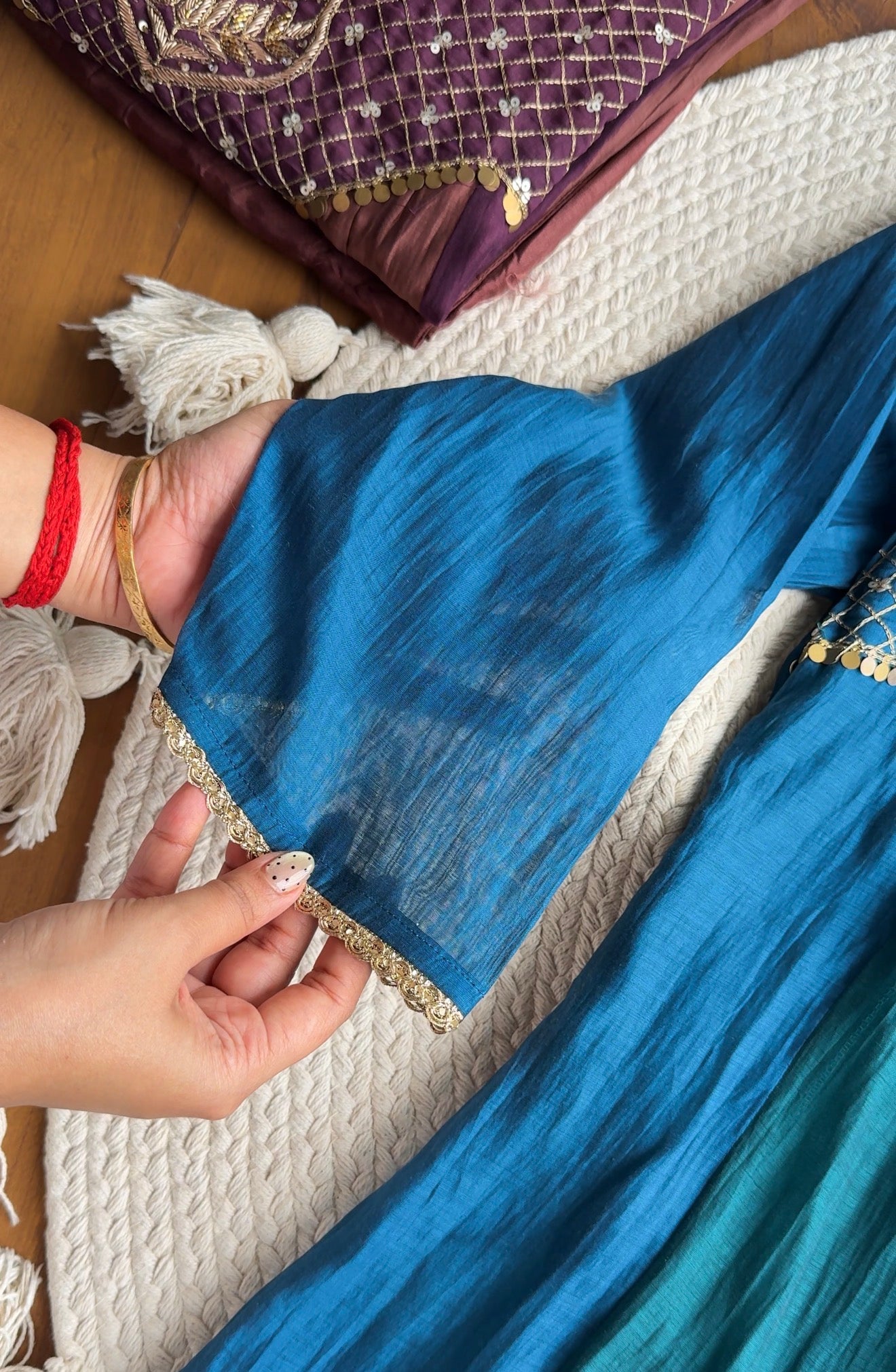 Alia Dual Tone Mul Chanderi Dress- Blue 💙