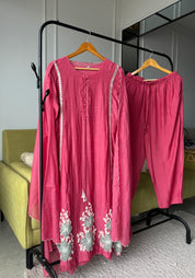 Madhavi Mul Chanderi Cross Cross Neck Handwork Dress