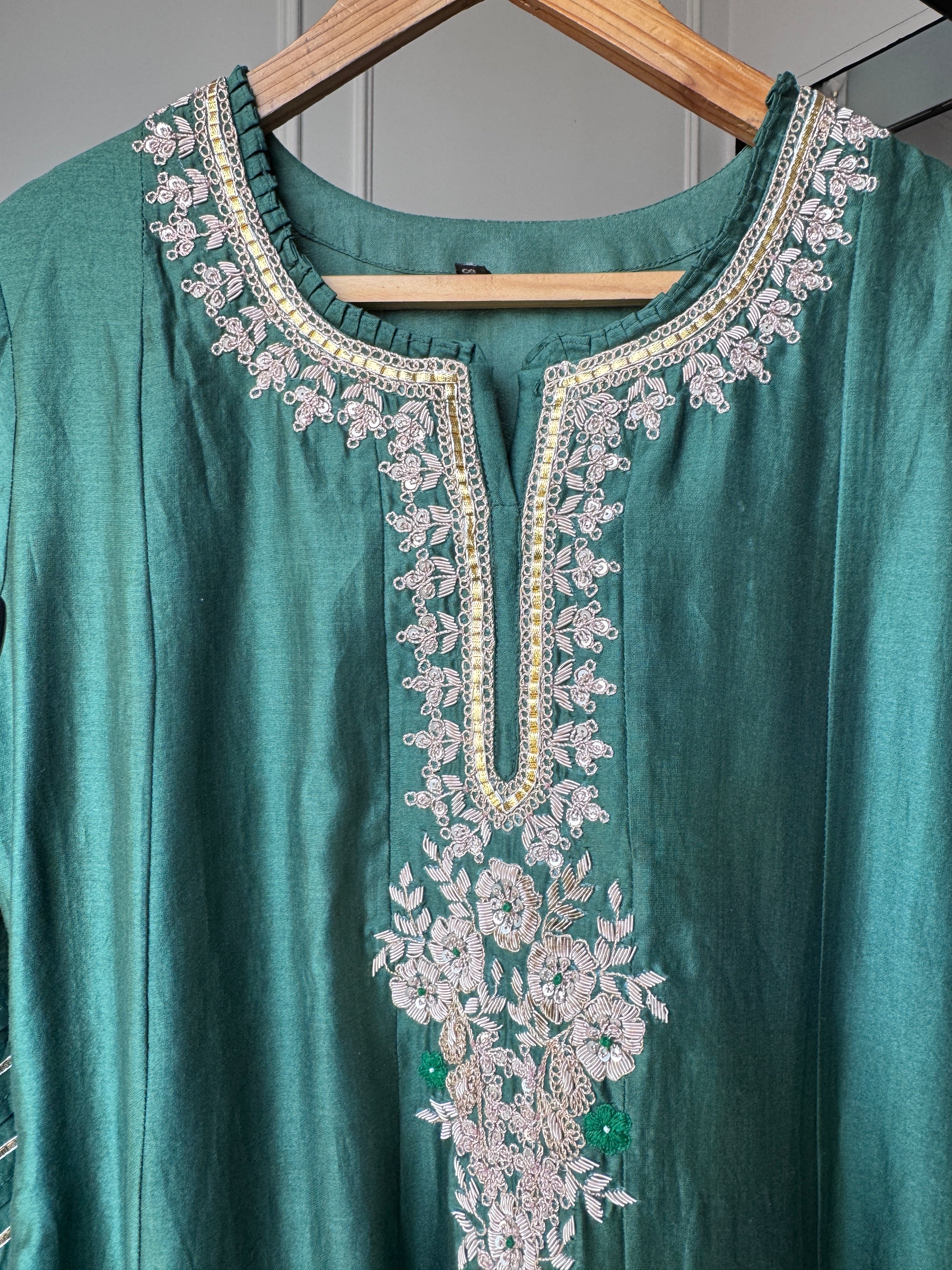 Pavithra Handwork Anarkali Dress- Green