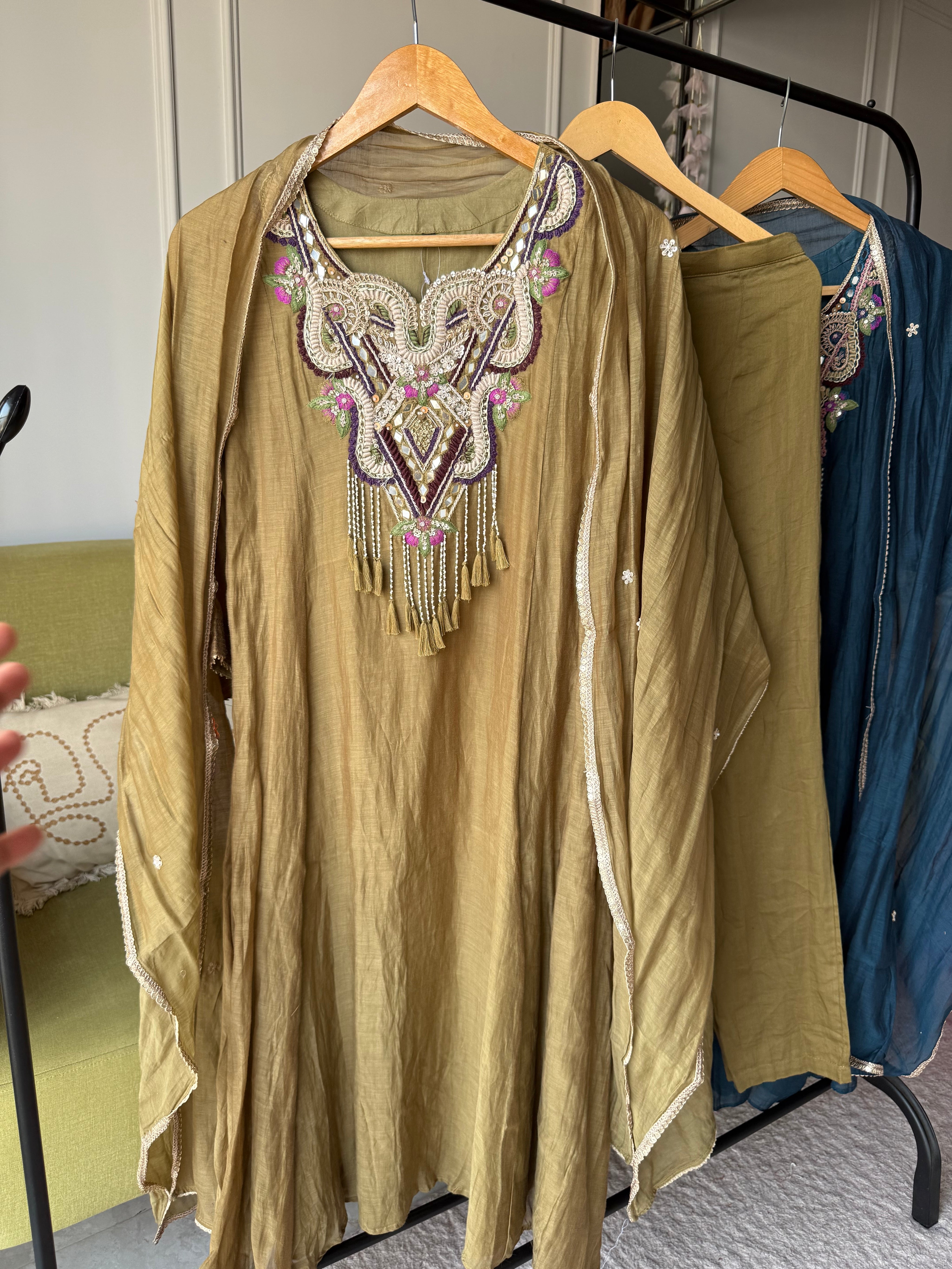 Sujatha Embroided Mul Chanderi Dress