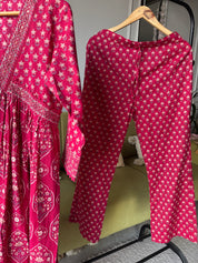 Niyati Cotton Anarkali Dress-Pink