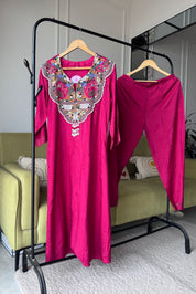 Niti Handwork Mul Chanderi Dress-Pink