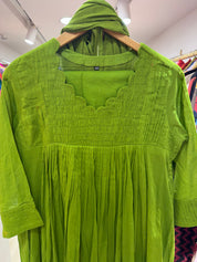 Kareena Scalloped Neck Anarkali Dress- Green (Pre Order 12 Days)
