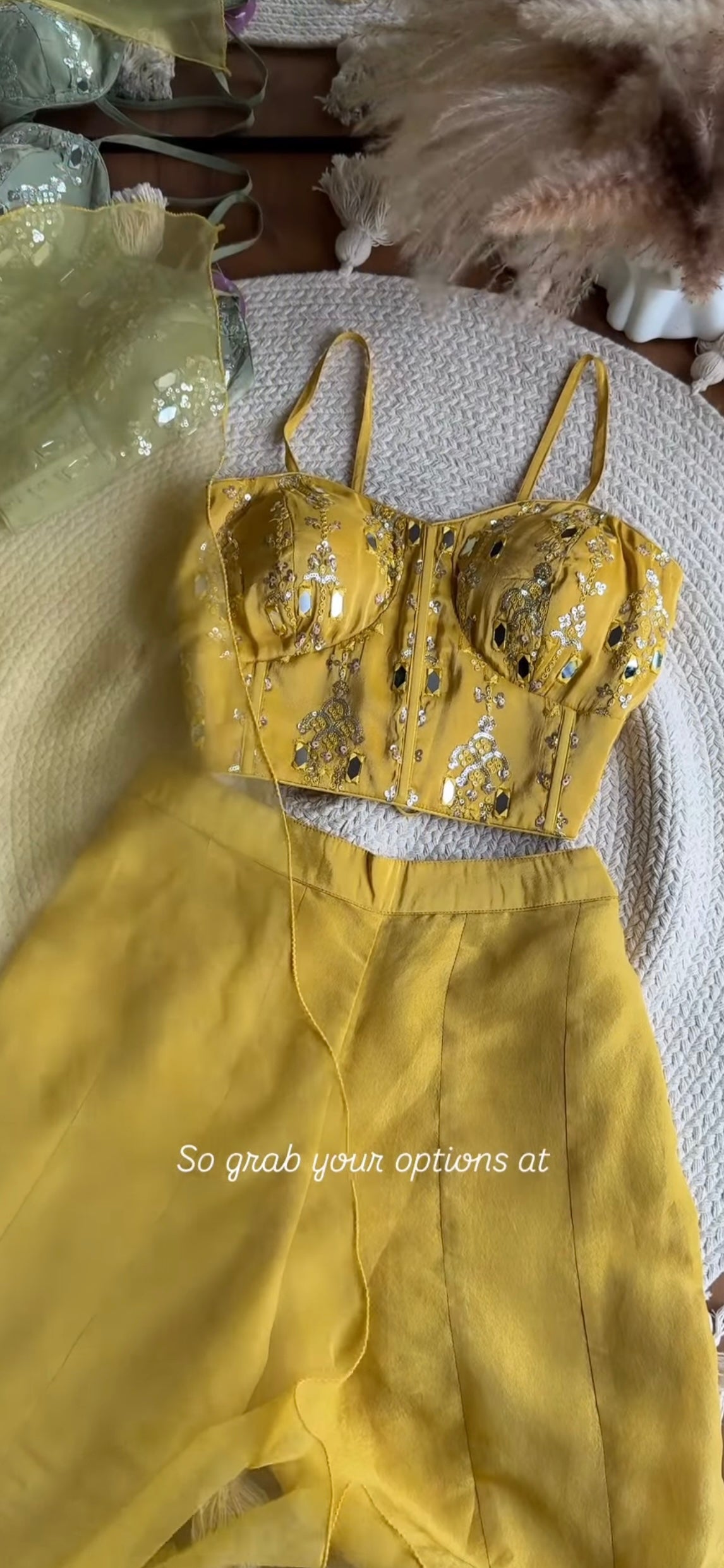 Swara Mirror Work Corset With Fish Cut Plazzo Coord Set