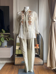 Monali  short top with pant- Ivory