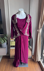 Kirti Handwork Skirt With Jacket Style - Maroon