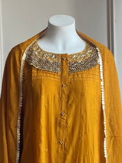 Yukti Handwork Mul Chanderi Dress- Yellow