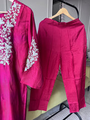 Priti Embroided Dress- Maroon